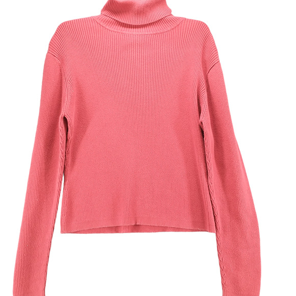 Icelandic Design Women's Sweater Red Medium Cotton Knit Turtleneck Pullover - Picture 1 of 12